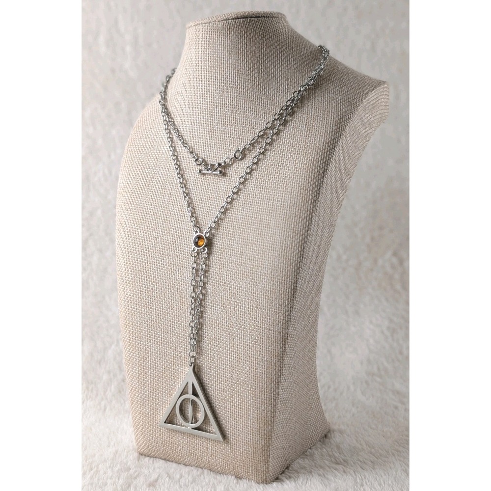 WB Deathly Hallows Necklace Harry Potter‎ Silver Tone Symbol Chain Pendant